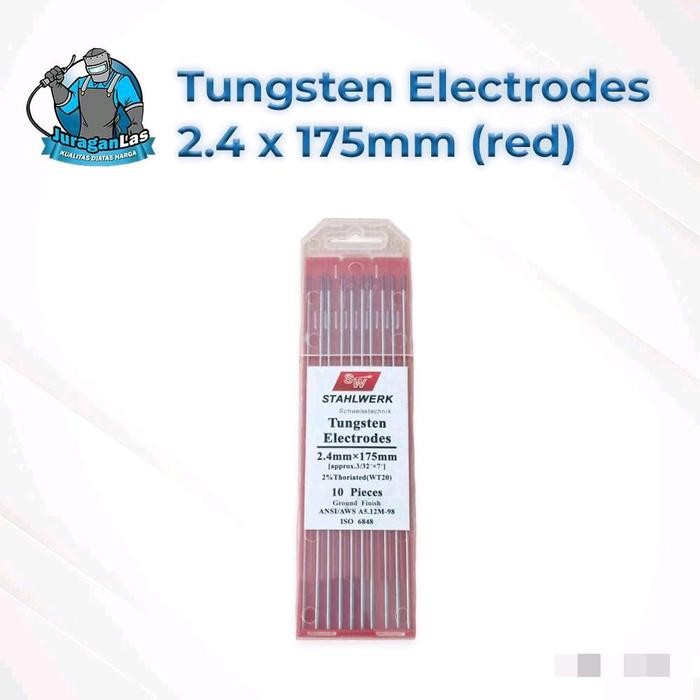 702s- 10 PCS Jarum Tungsten Electrodes Diameter 2.4Mm Red
