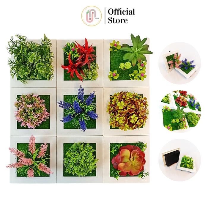 Tanaman Hias Plastik Bunga Bingkai Dinding Mini Hiasan Dekorasi Rumah