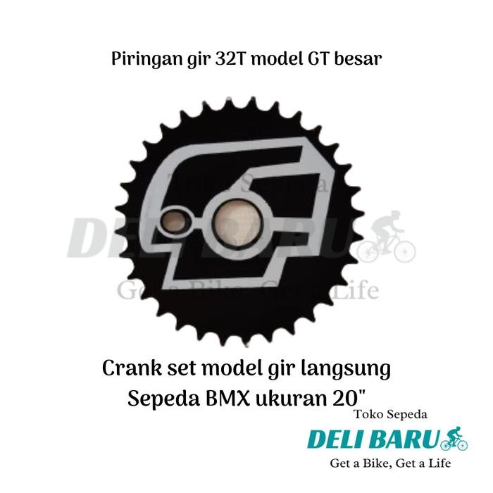 Crank Gear Tengah Gir Langsung Sepeda BMX 20" Hitam