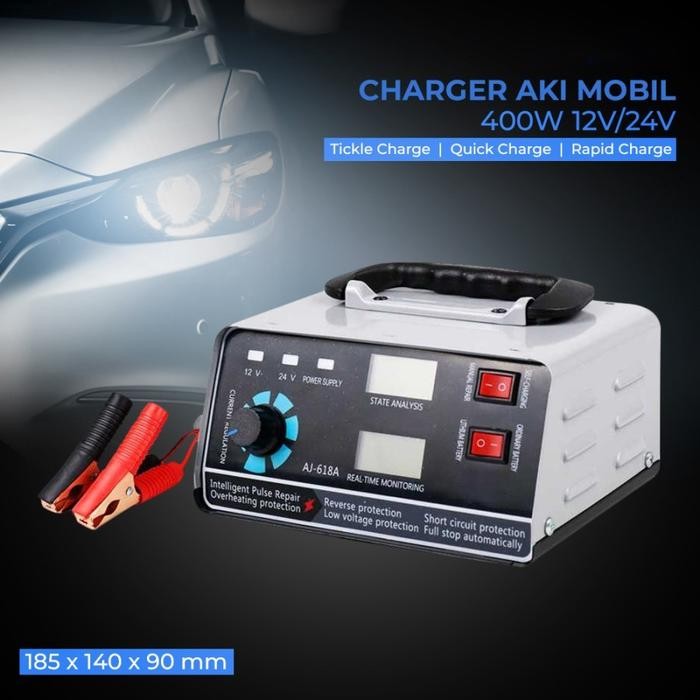 Charger Aki Mobil Motor 400W 12V/24V 400Ah + Lcd -Charger Aki Casan