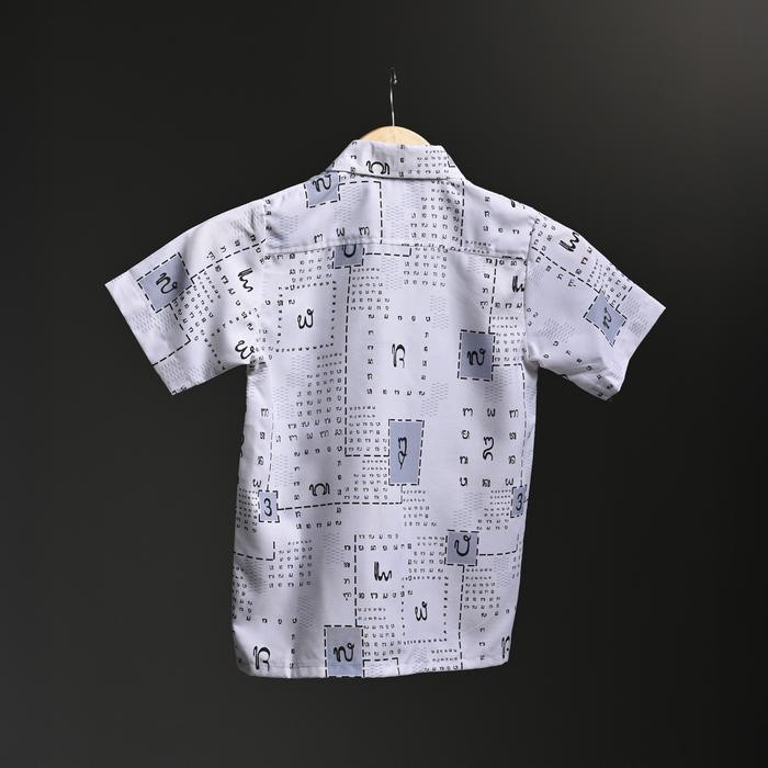 ASLI ZM - Jazi Kemeja Koko Anak Pria - Edisi Aksara Bali Baju Tangan Pendek Kancing Kerah READY