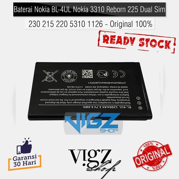 Baterai Nokia 3310 2017 Nokia 3310 4G 2018 225 Dual Sim 230 215 220 5310 1126 BL-4UL Original 100%