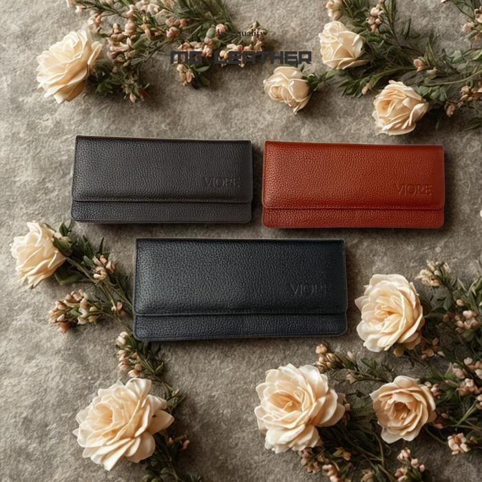 VIORE Long Wallet Kulit Asli Dompet Kartu dan HP Dompet Wanita Uang Karakter