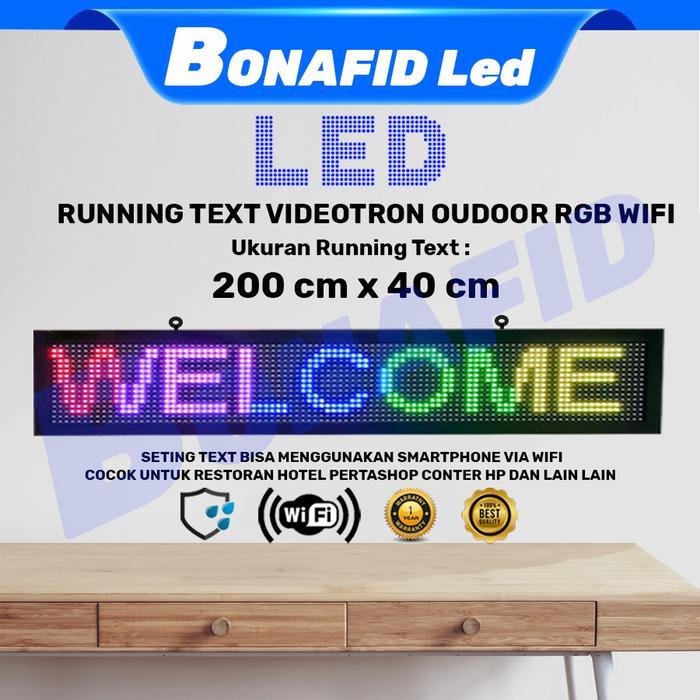 RGB LED running text 200x40cm wifi moving led tulisan berjalan