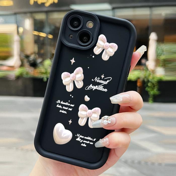 Casing Hp Untuk Xiaomi Redmi 9C Redmi 9C Nfc Case Pola Busur Cinta Minimalis Hitam Silikon