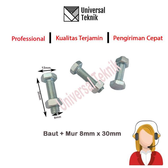 Mur Baut Baut Mur Roda Karet Troli Caster Troly Nilon 8 X 30 ( 10 Pcs ) Terlaris