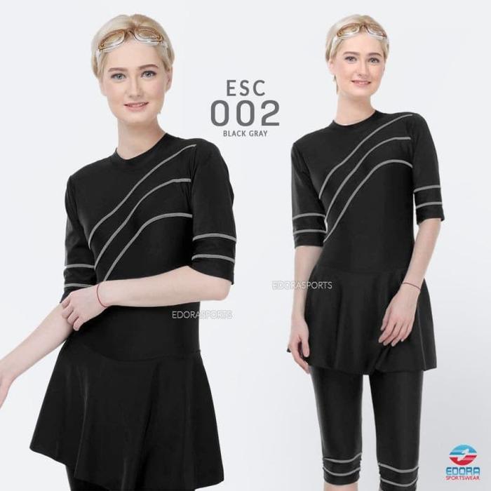 Baru Baju Renang Wanita Edora Semi Cover Esc 002 Black