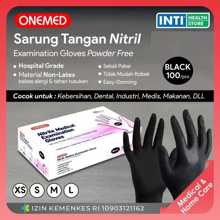 ONEMED SARUNG TANGAN NITRILE POWDER FREE BLACK NITRILE GLOVES
