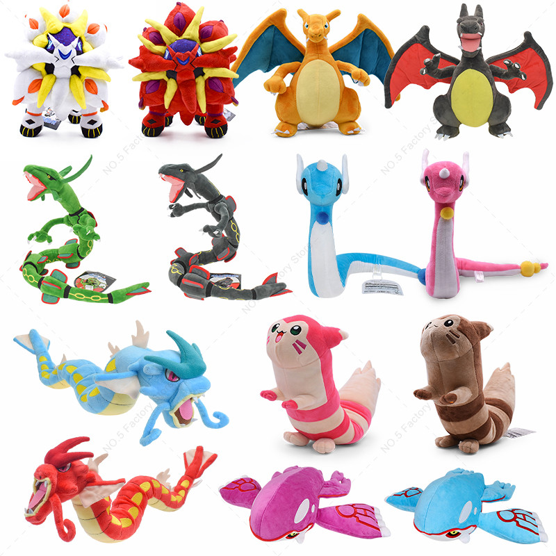 Pokemon Charizard Plush Rayquaza Gyarados Dragonair Stuffed Doll Kyogre Furret Solgaleo Lucario