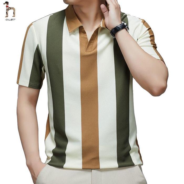 Olet Polo Shirt Pria Kaos Polo Garis Kemeja POLO Bergaris Vertikal Premium dengan Desain Garis