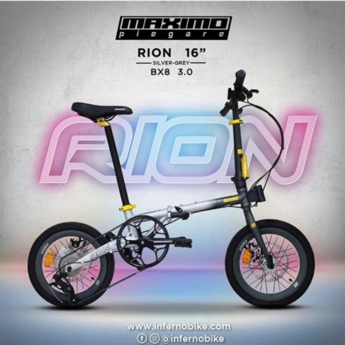 Sepeda Lipat Maximo Piegare 16 In Rion Bx8 3.0 - Abu-abu