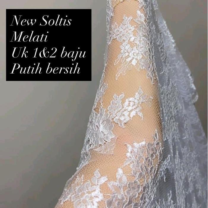 glossy new series soltis motif melati kain kebaya Bali brokat metalik best seller terbaru - putih be
