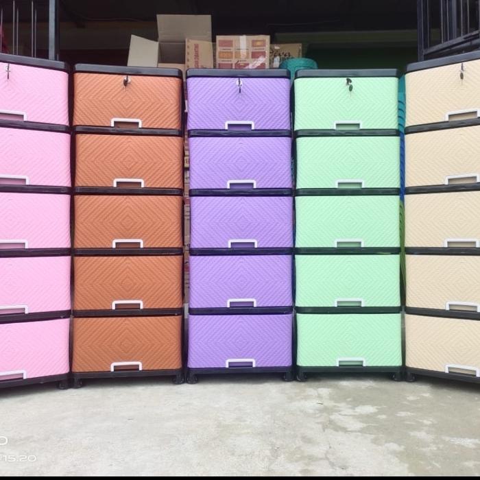 Promo Laci Cabinet Rotan Plastik Kunci+Roda Susun 3/ Susun 4/ Susun 5 Terlaris