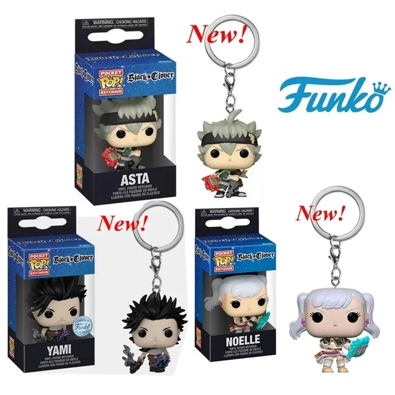 NEWest Arrival FUNKO with Box Keychain Black Clover Asta Noelle Yami Vinyl Action Figure Keychain