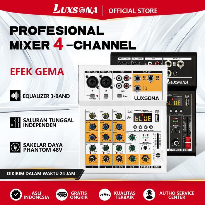 MIXER REVERB 4-CHANNEL/MIXER MINI PROFESIONAL/MIXER AUDIO MURAH/MISKER BLUETOOTH DENGAN REVERB