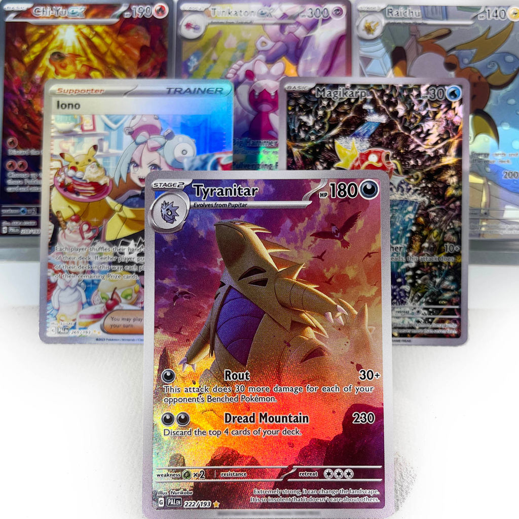 Paldea Evolved PKM Cards PTCG4-C GX Rainbow Magikarp Raichu Tyranitar Iono Rare Collection Battle