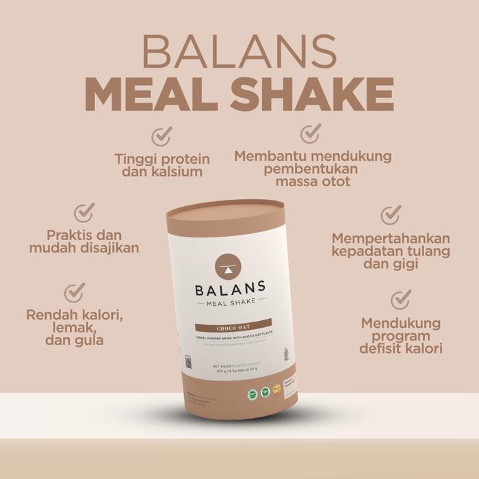 Balans Meal Shake Choco Oat Whey Protein Isolate Meal Replacement & Protein Shake Susu Protein