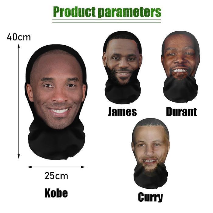 Kobe James Jordan Curry Menunjukkan Wajah Manusia Yang Meniru Seluruh Penutup Kepala Topeng 3D Wajah