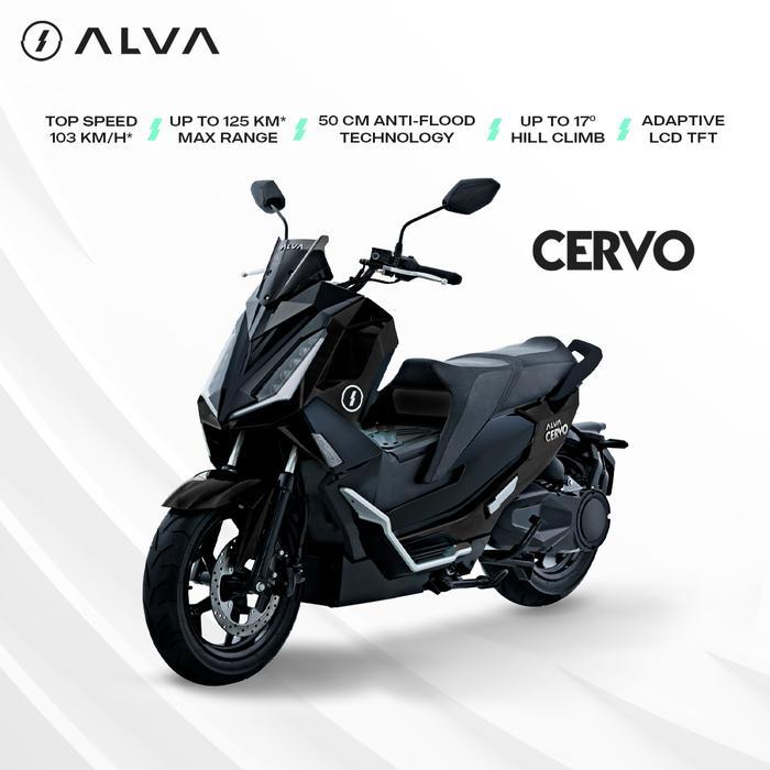 ALVA - ALVA CERVO Sepeda Motor Listrik 2 Baterai - Supernova Black - Black, Jabodetabek