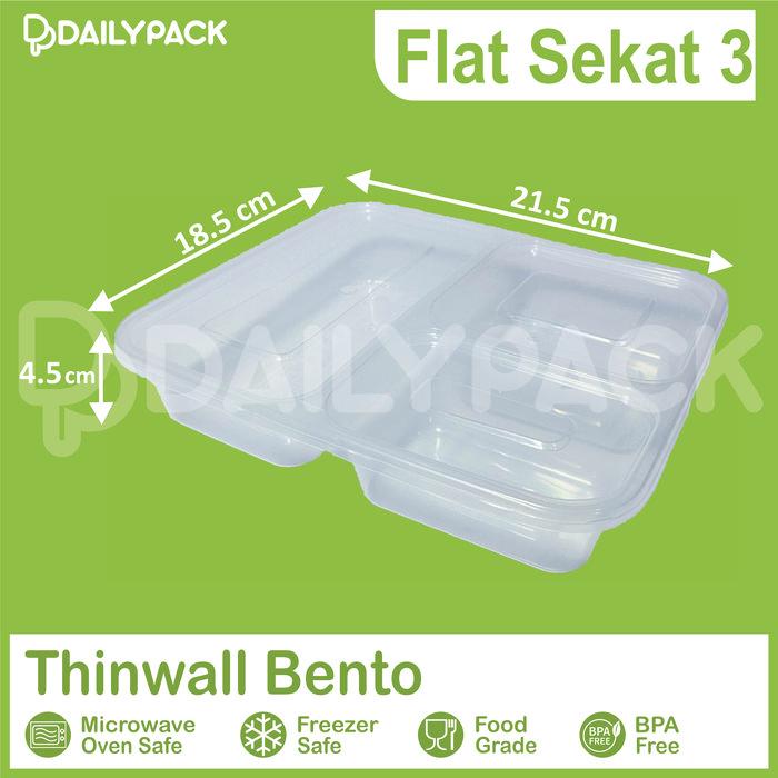 (ECER) Thinwall Bento Sekat 3 + Tutup / Thinwall Bento Sekat / Food Container