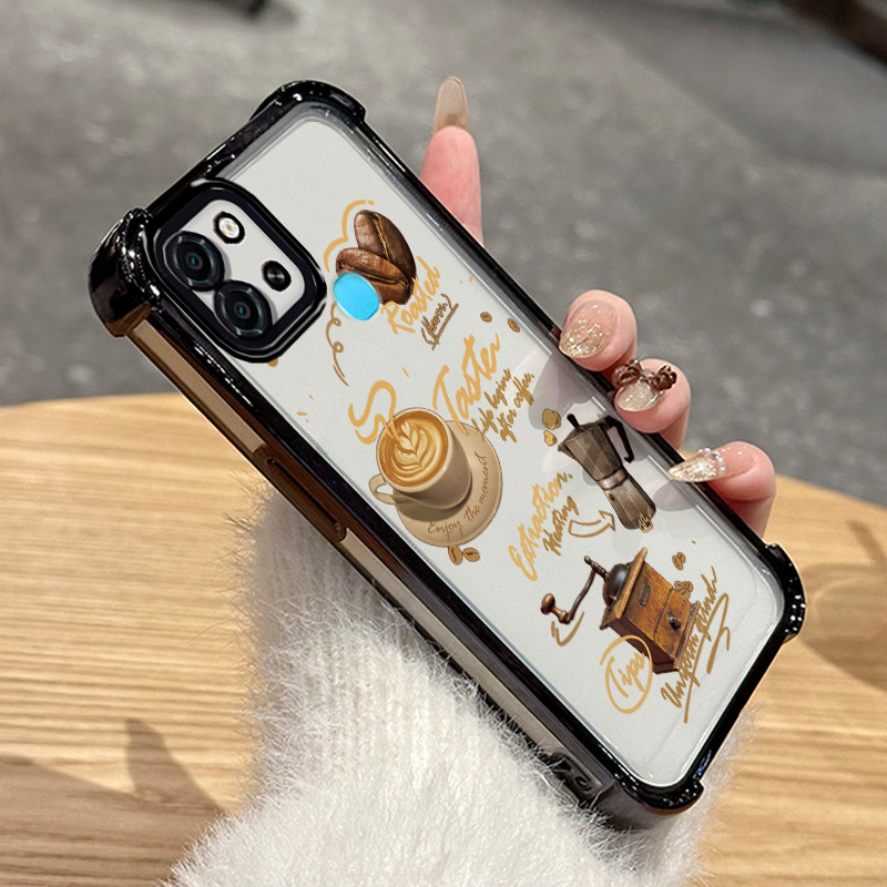 Casing Hp Untuk Infinix Smart 6 Case Kopi Kartun Kasing Bongkar Pasang Cesing Airbag Kesing Silikon 