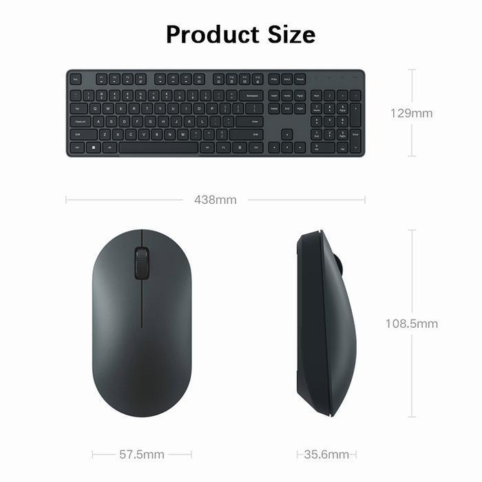 Promo Xiaomi Wireless Keyboard Mouse 3 Combo Set Full 104 Key Usb 2.4Ghz Slim Design Comfortable