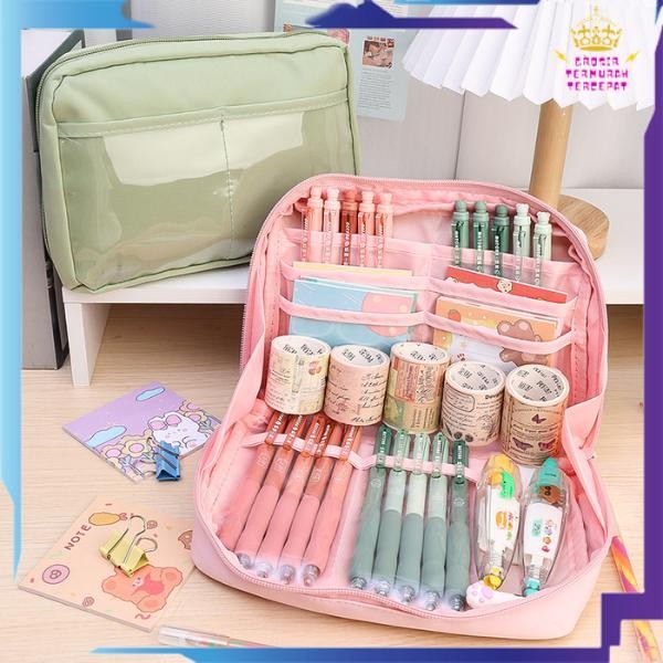 

GTT Tempat Pensil 12 Sekat Kotak Pensil Model Polos Bahan Kanvas Jumbo