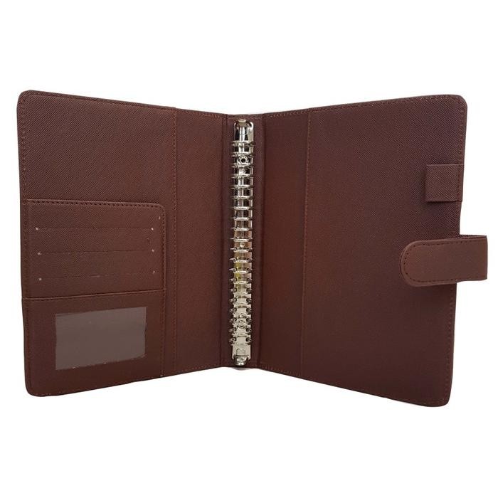 

Binder Kulit Eksklusif Polos 20 Ring Organizer Kertas A5 Coklat Tua