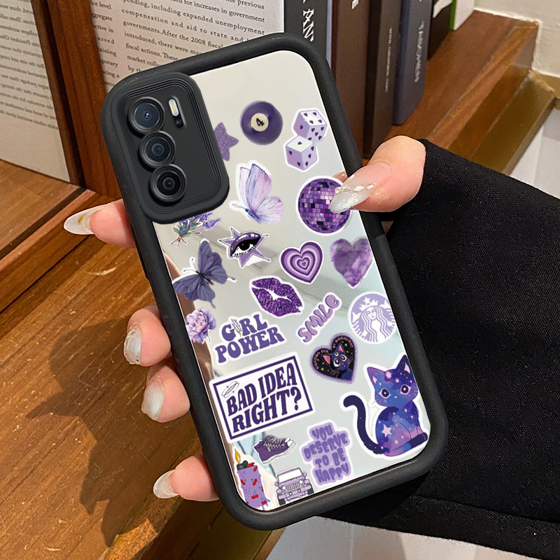 Casing Hp OPPO A16 OPPO A16s OPPO A54s Case Casing Purple kucing Love pola Silikon Protective Cesing