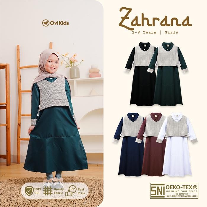TERMURAH OVIKIDS Zahrana - Dress Anak Perempuan Gamis Anak Perempuan Baju Muslim Anak 2-8 Tahun