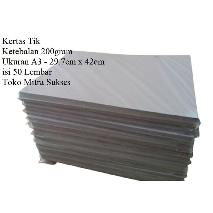 

Pilihan- Kertas Tik 200Gram A3 Isi 50 Lembar