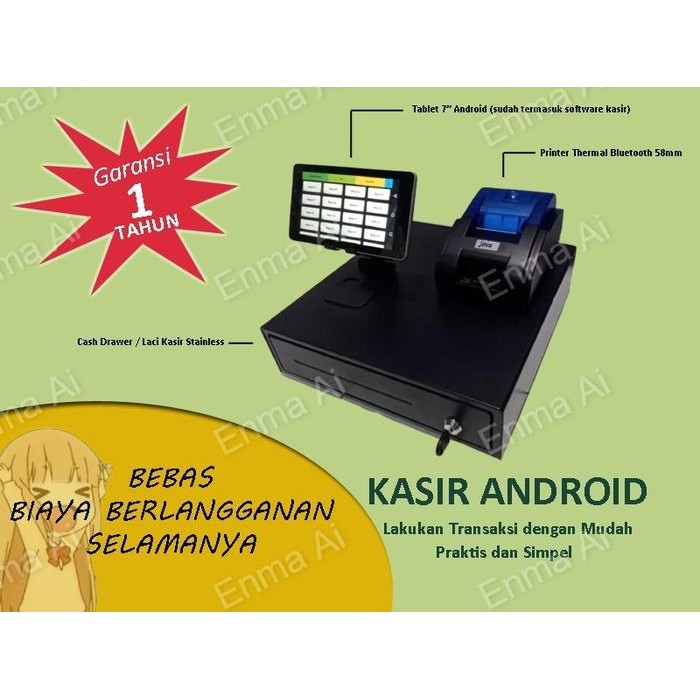 

MESIN / ALAT KASIR ANDROID TOKO RETAIL POS - PAKET PLUS LACI