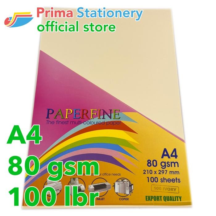 

Paperfine Kertas HVS Warna A4 IT 100 Ivory isi 100 lbr [TC]