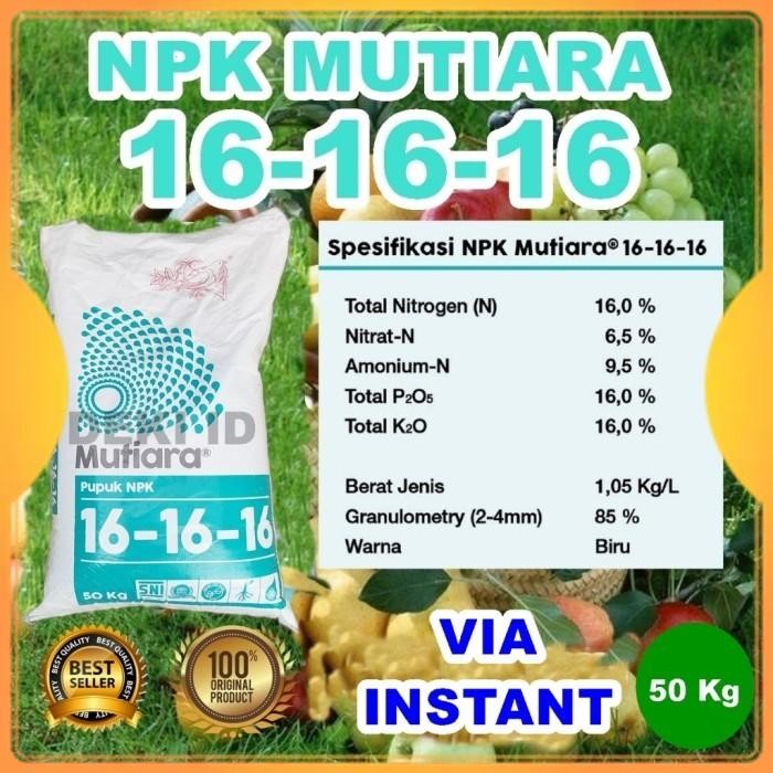 Pupuk NPK Mutiara 161616 Meroke 50 Kg Via Instant Kemasan Pabrik