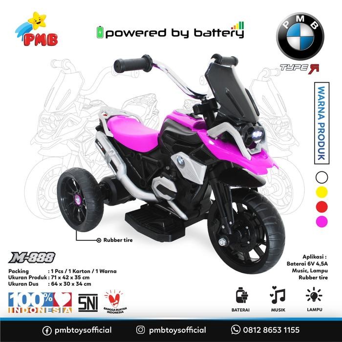 Sepeda Motor Anak PMB 888 (AKI Baterai) Mainan Anak Tricycle M888