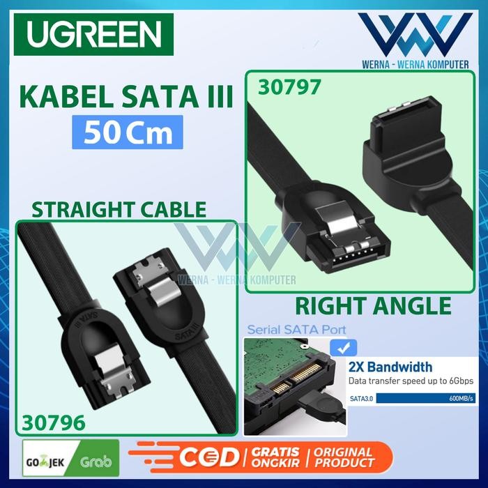 Pilihan- Ugreen Kabel Data Sata 3 / Sata Iii Untuk Hdd Ssd Straight Right Angle