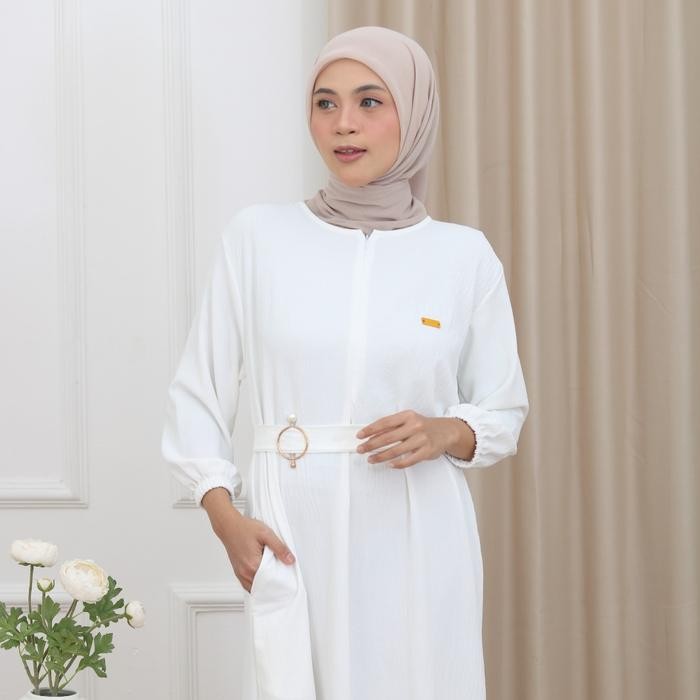 

New New Adisty Premium Soft Crincle Free belt Mutiara Dress Simple Semi Butik By Rafika lembut