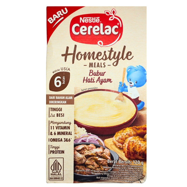 

S27426 CERELAC HOMESTYLE BUBUR HATI AYAM MAKANAN BAYI 120GR MAJU BERSAMA (20250910)