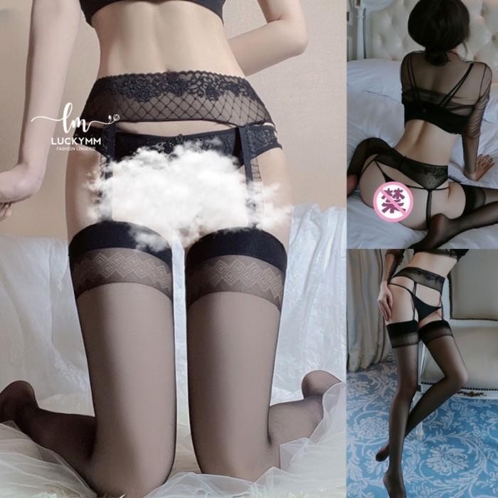 Tally - Stocking Lingerie Sexy / Stocking Sexy Wanita Hitam Jaring / Stocking Collection