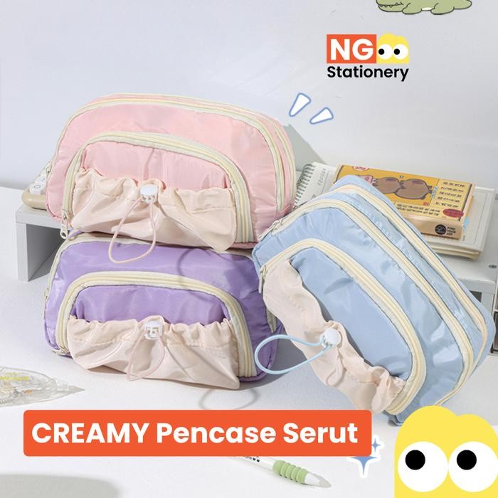 

OJ NG Stationery - CREAMY Cute Coquette Pencil Case Pen Pouch Tempat Alat Tulis Siswa Kotak Pensil