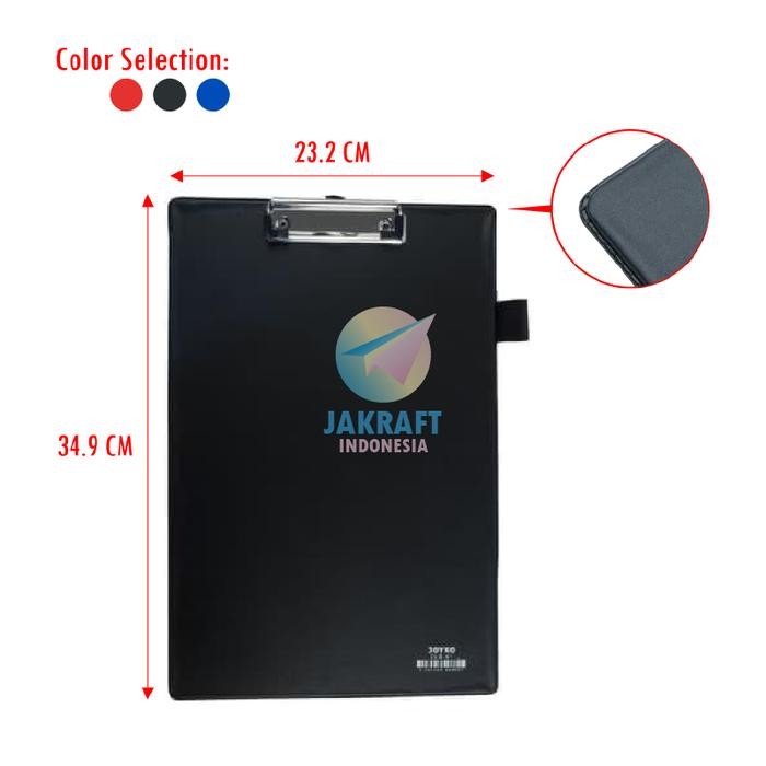 

New (1 Pcs) Clipboard Folio JOYKO CLB-61 Clip Board Hitam Black / Biru Blue / Merah Red Papan Jalan