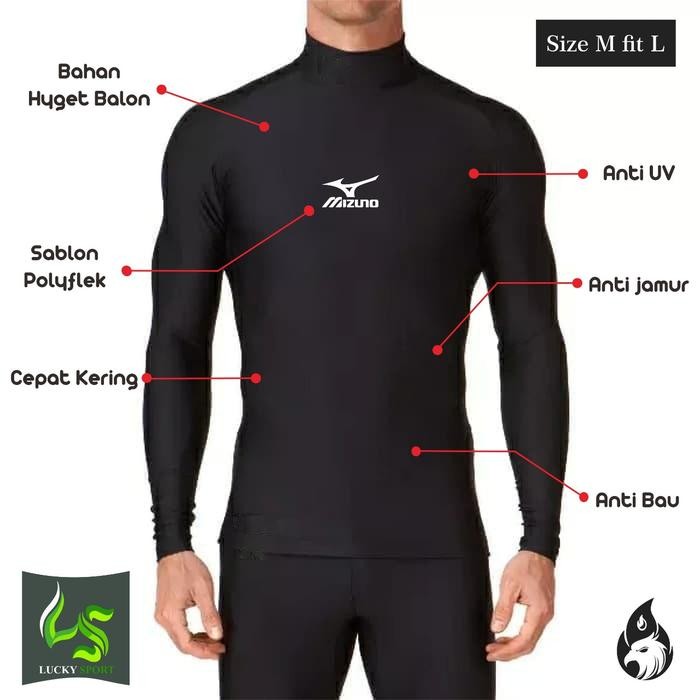 Pilihan- Baselayer / Manset Baju Daleman Mizunoo Voly Voli Running Gym Futsal