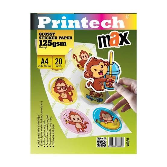 

stiker/sticker glossy paper printech A4 125 gsm ( 1pack : 20 pcs )