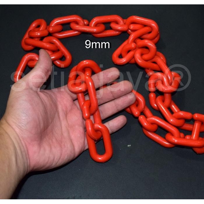 RJ rantai plastik besar (merah) 9mm / rantai plastik distro / gantungan
