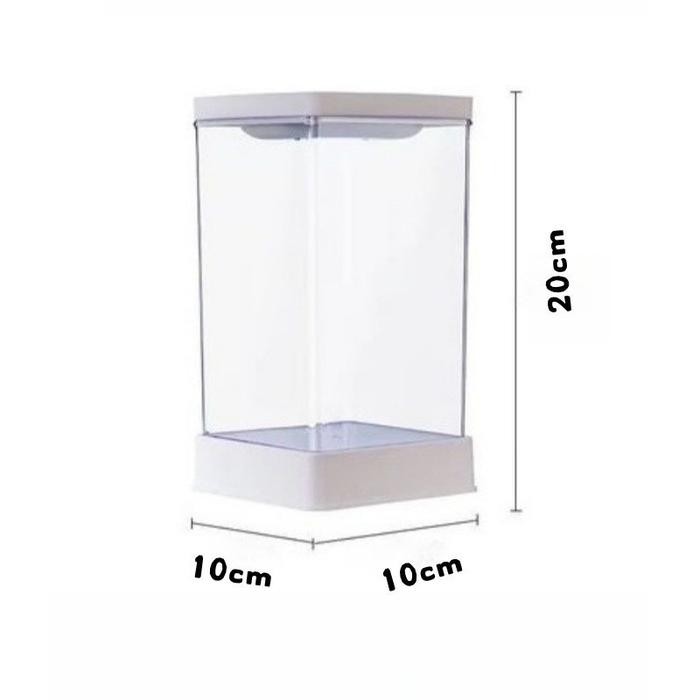 Vixplorn Akuarium Mini Tangki Ikan Kecil Betta LED /Aquarium Ikan Cupang Hias Mini Bentuk Persegi