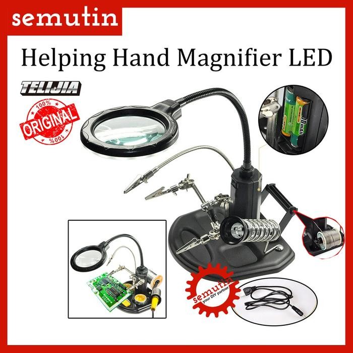 

SALE Penjepit PCB LED TELIJIA TE-802 ORIGINAL / Holder Kaca Pembesar Lampu / Helping Hand Magnifier