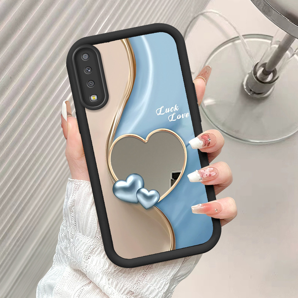 Casing Hp Untuk Compitable With Samsung Galaxy A7 2018 A750 Cermin Softcase Case Love Cassing 5107 J