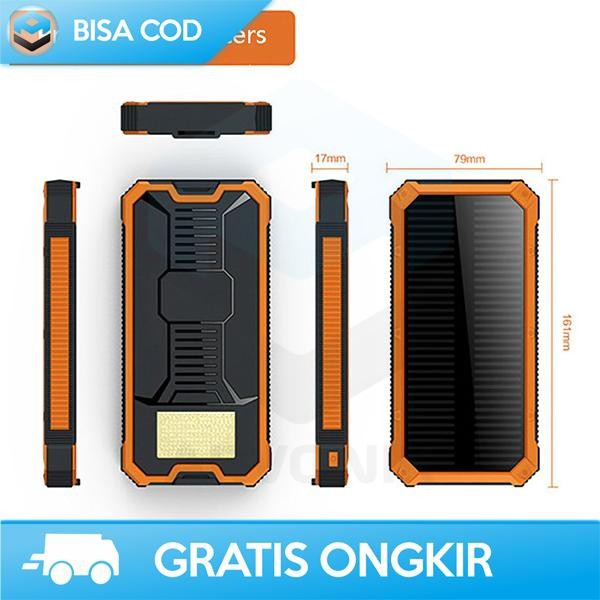Acmic Techlife - Powerbank Solar Cell Power 2 Usb Port Output 20000 Mah Ori