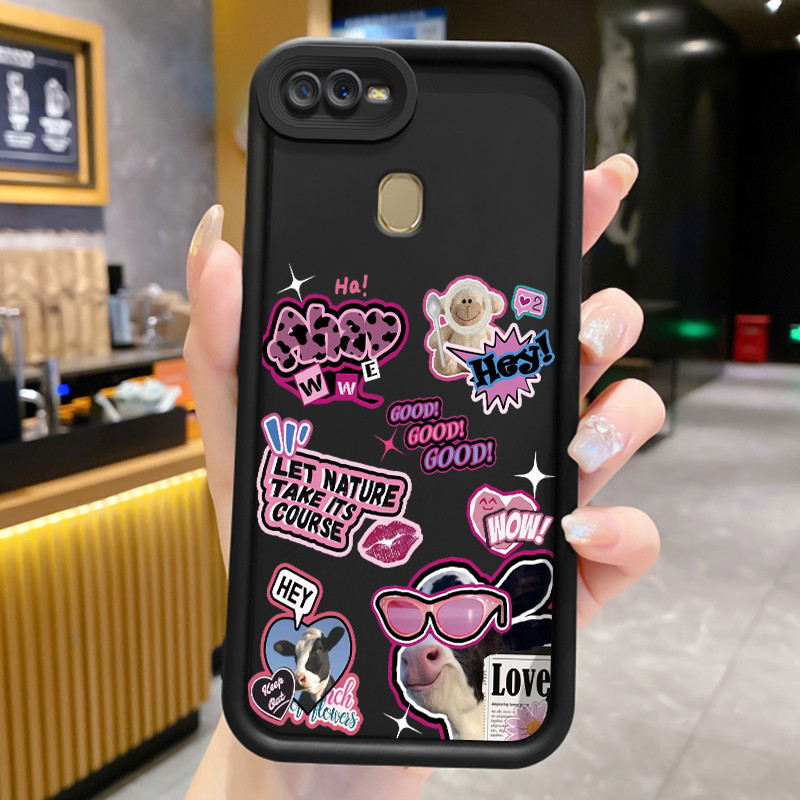 Casing Hp untuk OPPO A7 A5s A12 A12s A11K Hp Case Casing pola Teks sapi Kasing HP Cesing mata Kesing