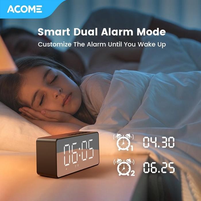 Acome Speaker Bluetooth 5.2 Jam Alarm Led Display Shocking Bass Garansi Resmi 1 Tahun A17